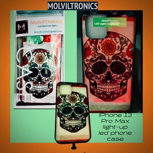D.O.T.D. Light-up, Sound activated, LED phone case.molvilTronics  size IP13P-mx